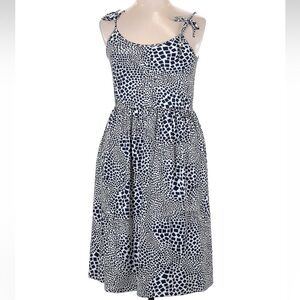 Elizabeth McKay Women's White & Navy Square Geo Print Dress Size XL